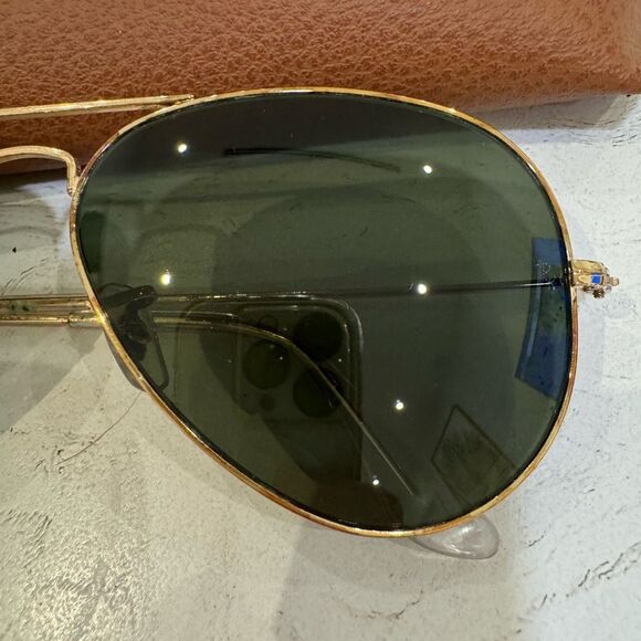 RAY-BAN RB3025 Original Polarized Aviator Sunglasses Gold fram Green Lenses - Picture 7 of 11